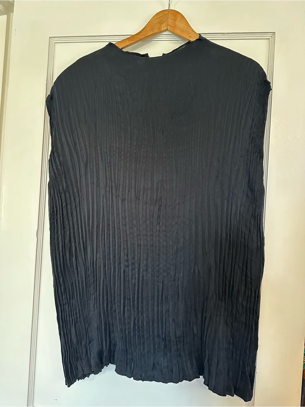 Eileen Fisher Black Crushed Sleeveless Tunic Top sz M